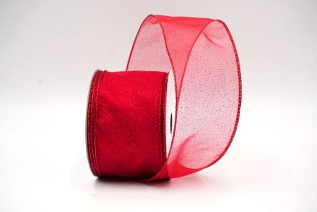 Punainen kiinteä väri kimalle pöly langallinen nauha_KF9066GR-7R