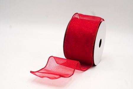 Punainen kiinteä väri kimalle pöly langallinen nauha_KF9066GR-7R