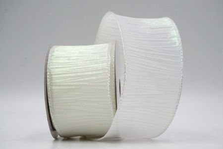 White_Crinkle Wired Ribbon_KF9067GN-1