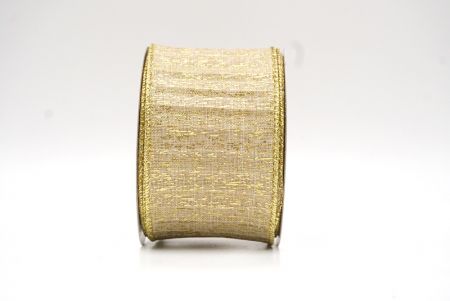 Light Brown Gold Metallic Textured Wired Ribbon_KF9068G-13G