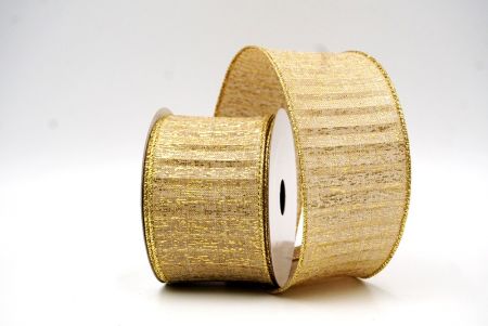 Light Brown Gold Metallic Textured Wired Ribbon_KF9068G-13G