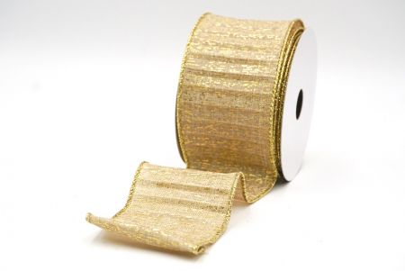 Light Brown Gold Metallic Textured Wired Ribbon_KF9068G-13G