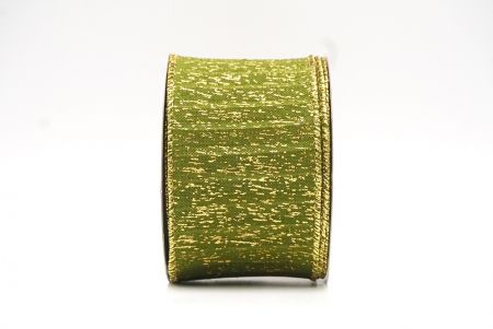 Matcha Green - Gold Metallic Textured Wired Ribbon_KF9068G-15