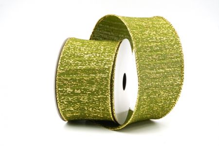 Matcha Green - Gold Metallic Textured Wired Ribbon_KF9068G-15