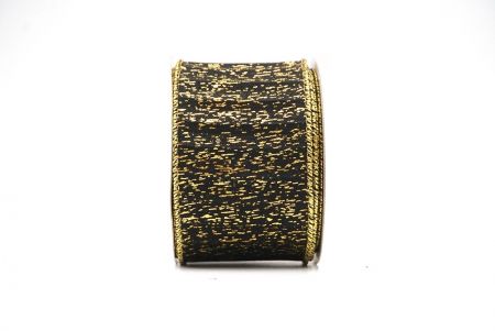 Black - Gold Metallic Textured Wired Ribbon_KF9068G-53G