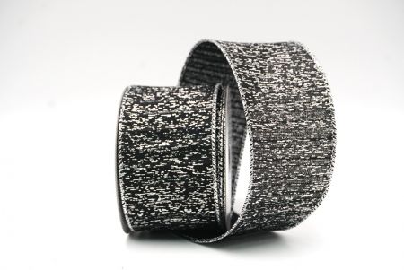 Black - Silver Metallic Textured Wired Ribbon_KF9068G-53