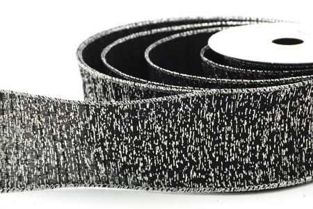 Black - Silver Metallic Textured Wired Ribbon_KF9068G-53