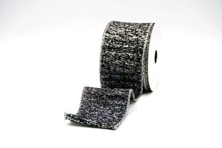 Black - Silver Metallic Textured Wired Ribbon_KF9068G-53