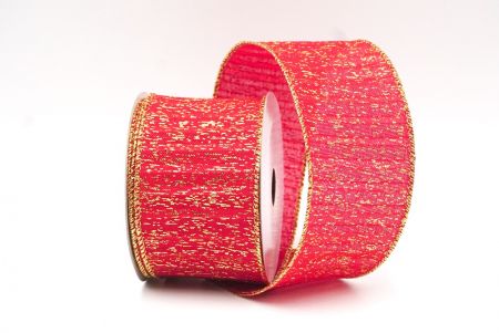 Red Gold Metallic Textured Wired Ribbon_KF9068G-7G