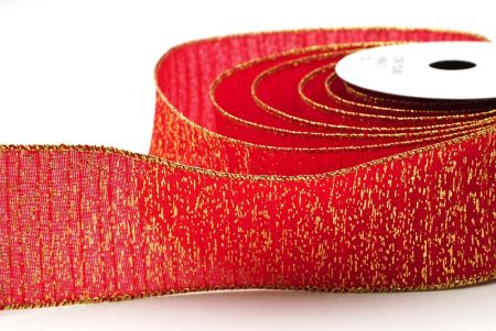 Red Gold Metallic Textured Wired Ribbon_KF9068G-7G