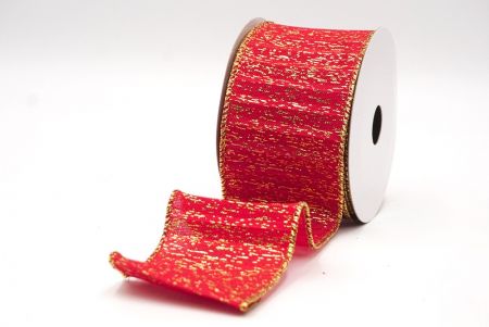 Red Gold Metallic Textured Wired Ribbon_KF9068G-7G