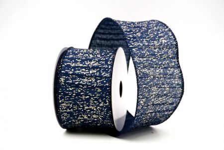 Navy Blue Metallic Textured Wired Ribbon_KF9068GC-4-4