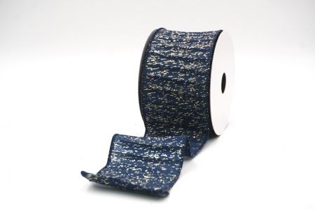 Navy Blue Metallic Textured Wired Ribbon_KF9068GC-4-4