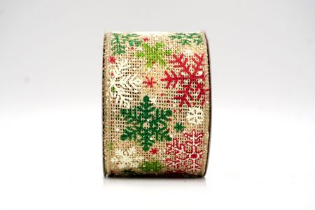 Khaki_Christmas Snowflake Burlap Wired Ribbon_KF9074GC-13-183