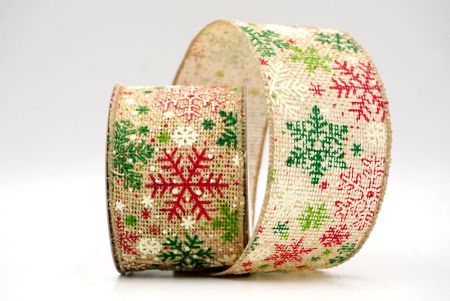 Khaki_Christmas Snowflake Burlap Wired Ribbon_KF9074GC-13-183