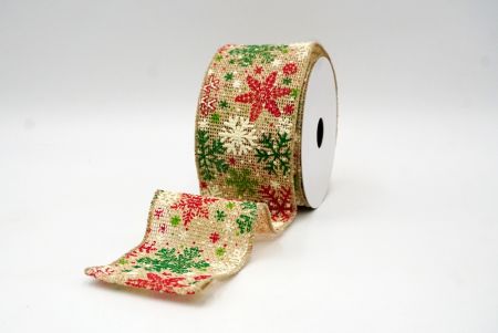 Khaki_Christmas Snowflake Burlap Wired Ribbon_KF9074GC-13-183