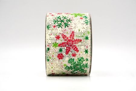 Cream_Christmas Snowflake Burlap Wired Ribbon_KF9074GC-2-2