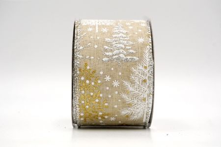 Natural_Glittery Winter Trees Wired Ribbon_KF9075G-14