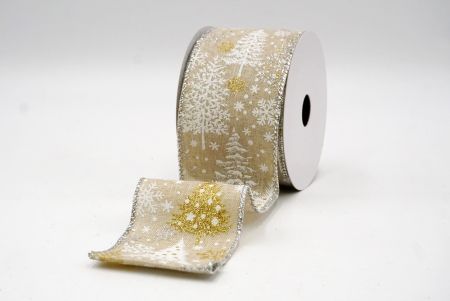 Natural_Glittery Winter Trees Wired Ribbon_KF9075G-14