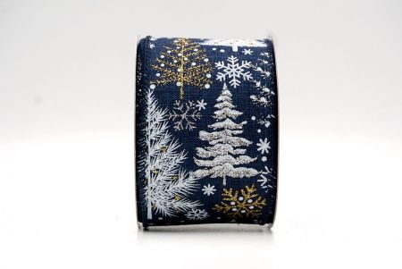 Navy Blue_Glittery Winter Trees Wired Ribbon_KF9075GC-4-4