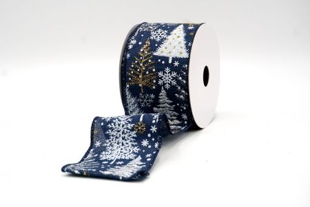 Navy Blue_Glittery Winter Trees Wired Ribbon_KF9075GC-4-4