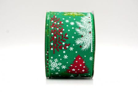 Green_Glittery Winter Trees Wired Ribbon_KF9076GC-3-49