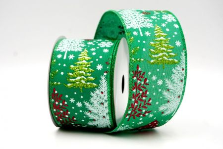 Green_Glittery Winter Trees Wired Ribbon_KF9076GC-3-49