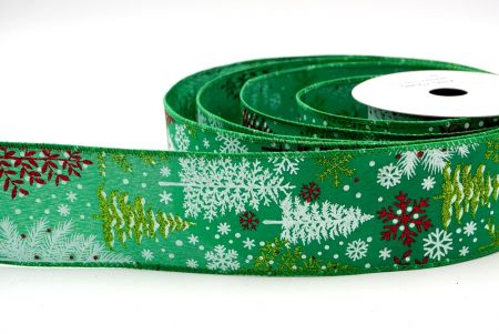 Green_Glittery Winter Trees Wired Ribbon_KF9076GC-3-49