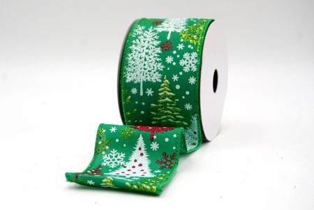 Green_Glittery Winter Trees Wired Ribbon_KF9076GC-3-49