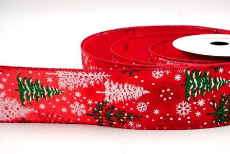 Red_Glittery Winter Trees Wired Ribbon_KF9076GC-7-7