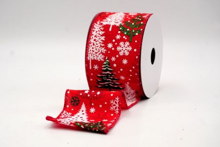 Red_Glittery Winter Trees Wired Ribbon_KF9076GC-7-7