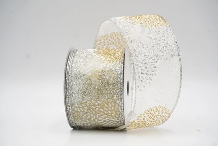 White/Gold Festive Glitter Fireworks Wired Ribbon_KF9079G-1G