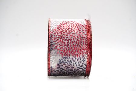 White/Red Festive Glitter Fireworks Wired Ribbon_KF9079GR-1