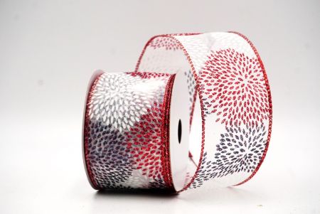 White/Red Festive Glitter Fireworks Wired Ribbon_KF9079GR-1