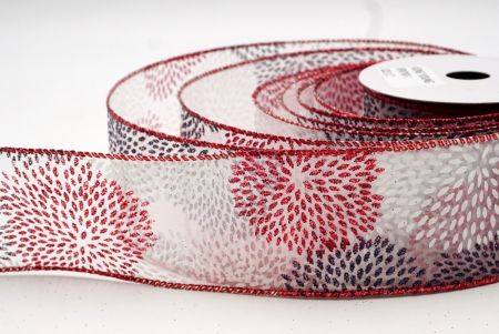 White/Red Festive Glitter Fireworks Wired Ribbon_KF9079GR-1