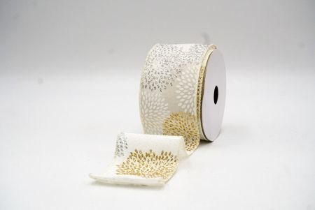 Cream White Festive Glitter Fireworks Wired Ribbon_KF9080GC-2-2