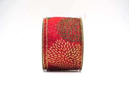 Red - Gold Festive Glitter Fireworks Wired Ribbon_KF9081G-7