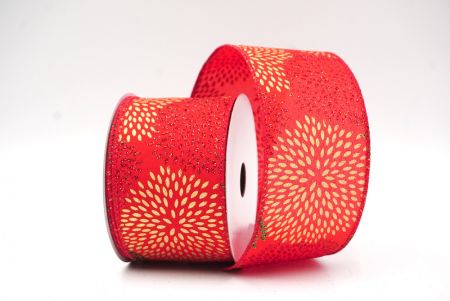 Red Festive Glitter Fireworks Wired Ribbon_KF9082GC-7-7