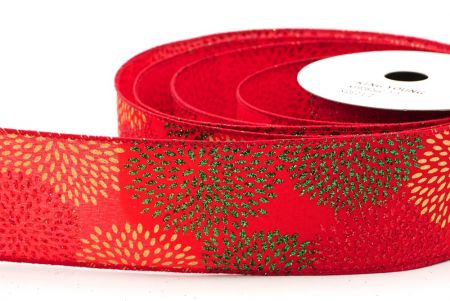 Red Festive Glitter Fireworks Wired Ribbon_KF9082GC-7-7