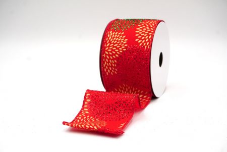 Red Festive Glitter Fireworks Wired Ribbon_KF9082GC-7-7