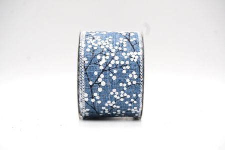 Denim Blue - White Glitter Berries Wired Ribbon_KF9086GC-4-1