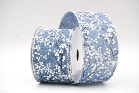 Denim Blue - White Glitter Berries Wired Ribbon_KF9086GC-4-1