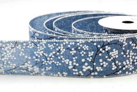 Denim Blue - White Glitter Berries Wired Ribbon_KF9086GC-4-1