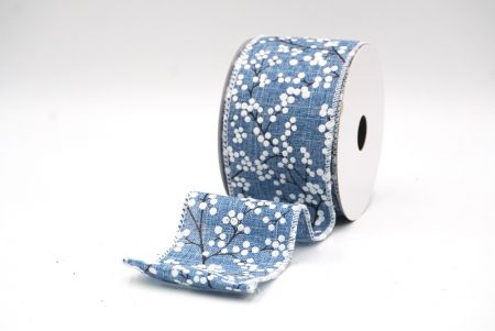 Denim Blue - White Glitter Berries Wired Ribbon_KF9086GC-4-1