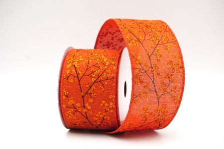 Orange Glitter Berries Wired Ribbon_KF9087GC-54-220