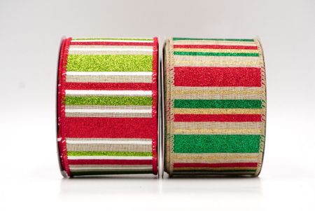 Sparkling Holiday Stripes Wired Ribbon_KF9091.KF9092