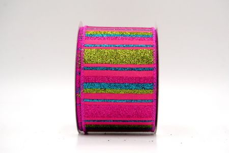 Magenta/Blue/Green_Sparkling Holiday Stripes Wired Ribbon_KF9091GC-40-40