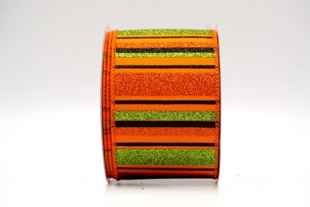 Orange/Black/Green_Sparkling Holiday Stripes Wired Ribbon_KF9091GC-54-54