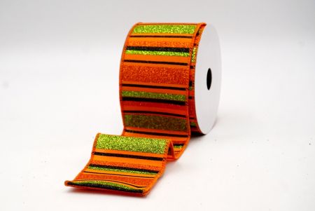 Orange/Black/Green_Sparkling Holiday Stripes Wired Ribbon_KF9091GC-54-54