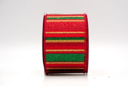 Red/Green/Gold_Sparkling Holiday Stripes Wired Ribbon_KF9091GC-7-7